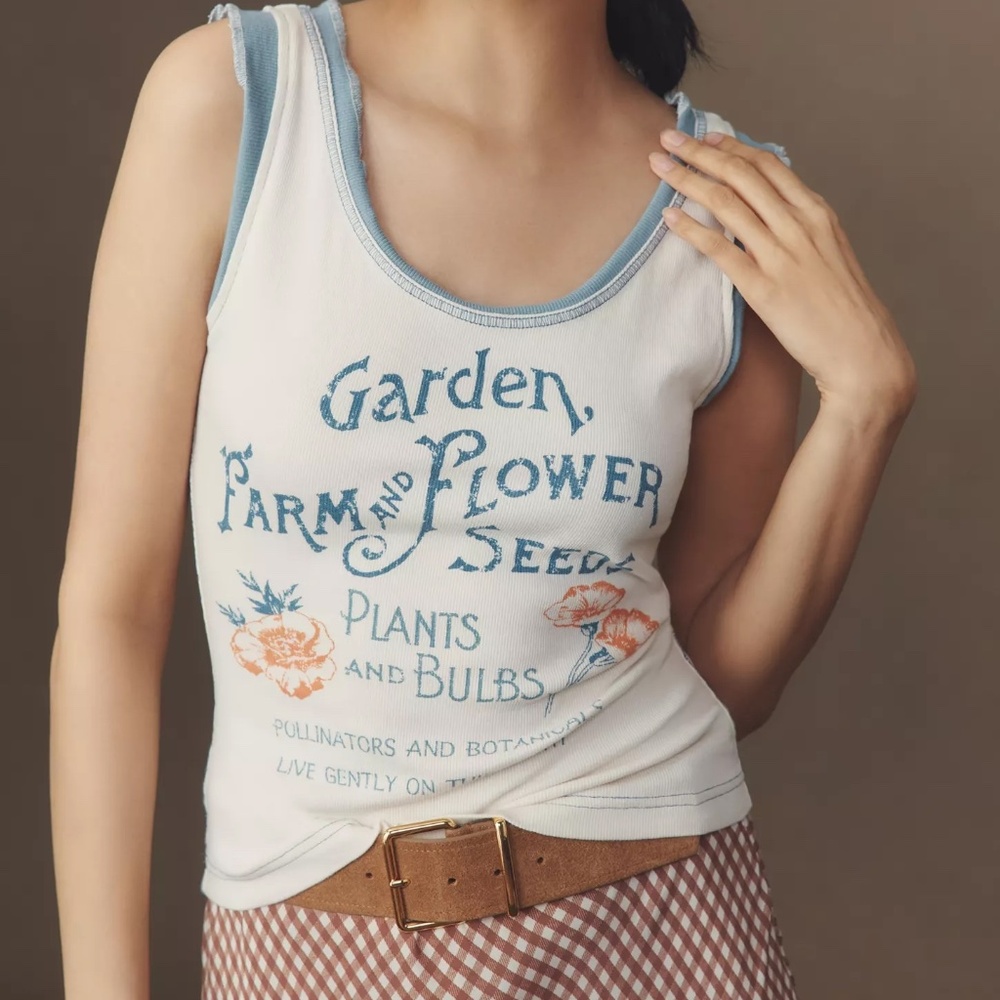 Anthropologie Pilcro Colorblock Muscle Tank Top FOR GARDEN FARM FLOWER LOVER NWT